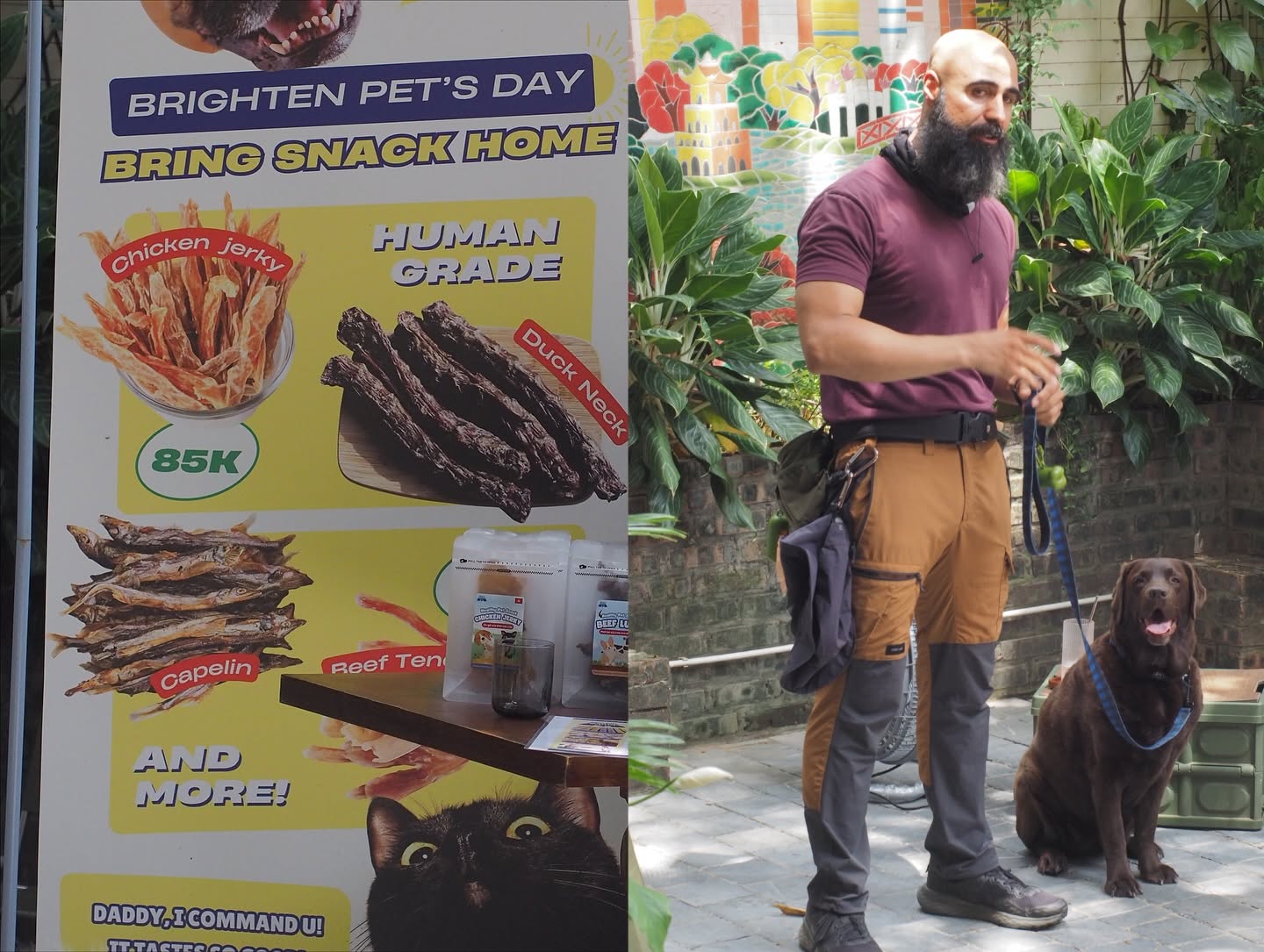 Ali Nakhila cùng bé chó tại Bark & Brew